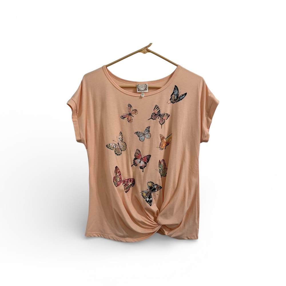 Butterfly Print Peach Women's Top